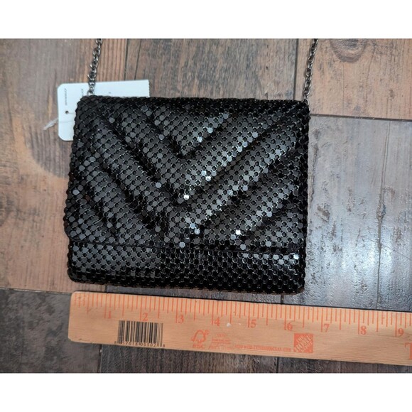 Vintage Gunne Sax Black Metal Mesh Evening Bag Clutch w/ Chain Strap - Picture 4 of 5